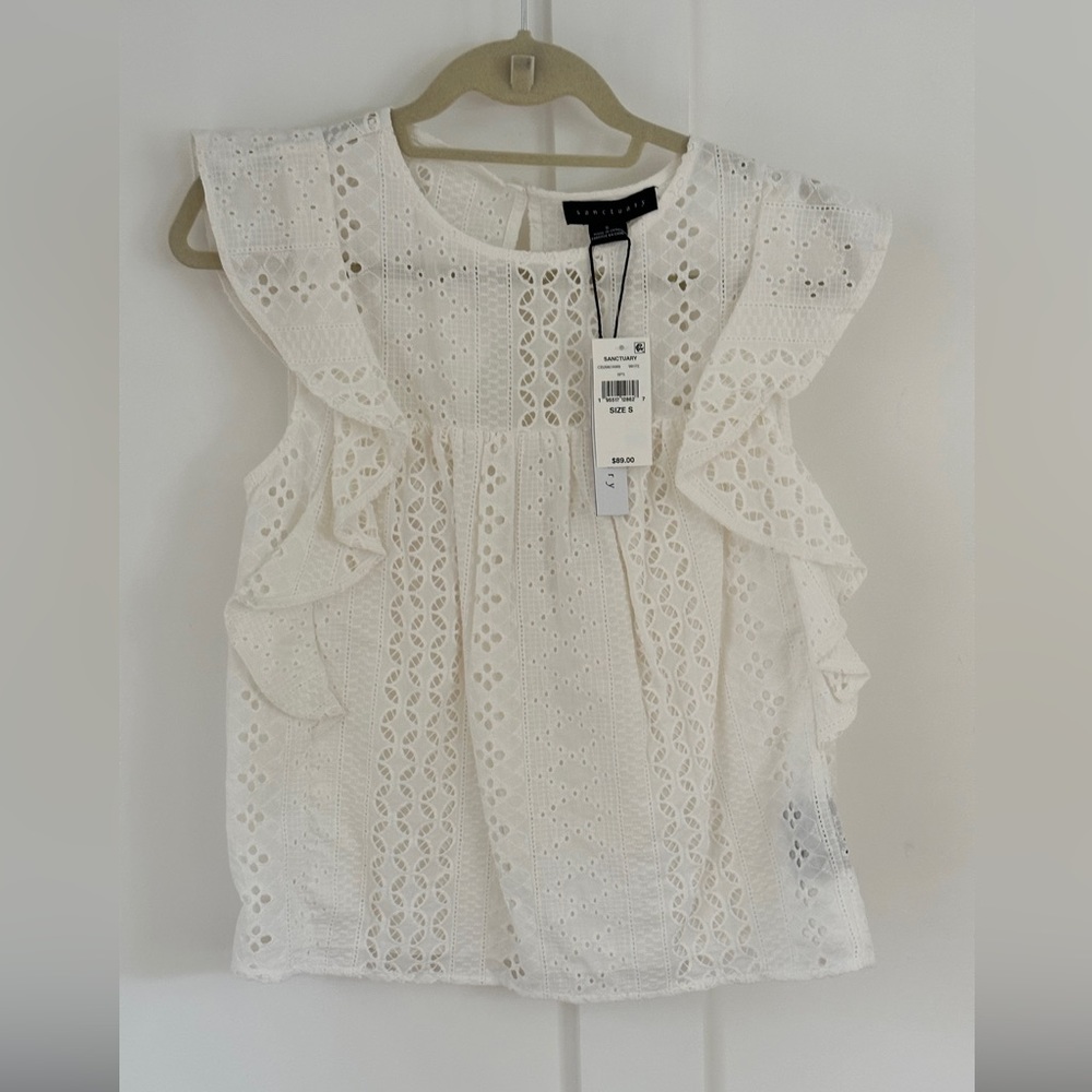 Off white ruffled tank top